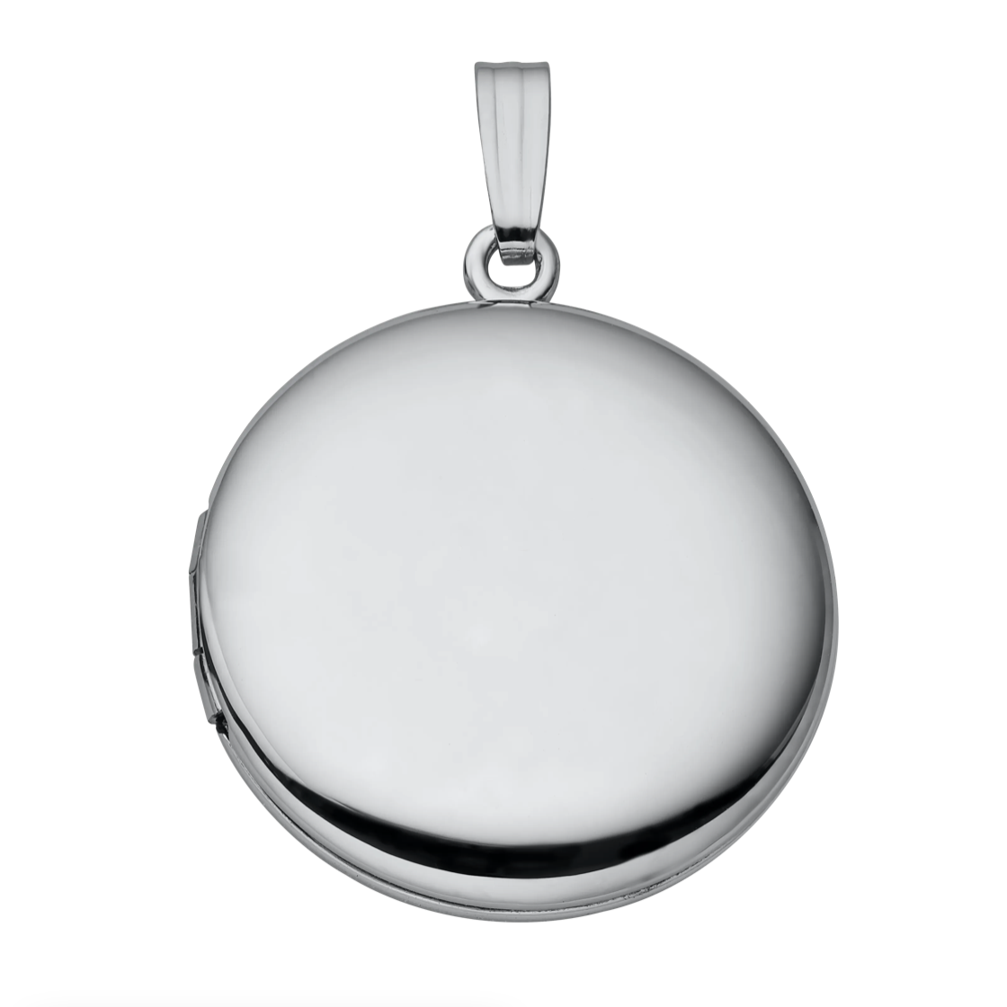 Locket Plain Sterling Silver Round Plain Locket on Chain