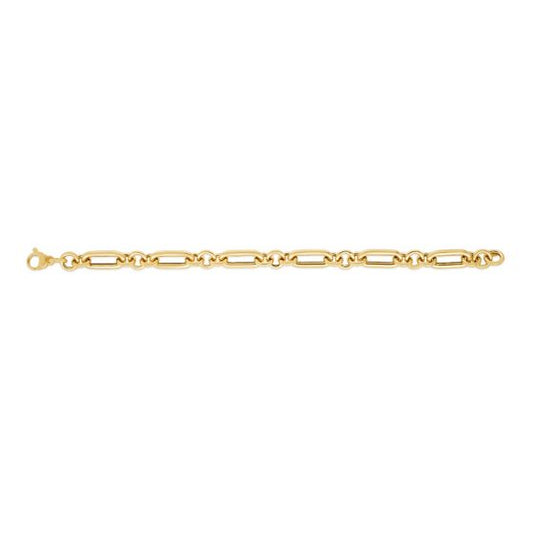 14K Gold Metropolitan Alternating Paperclip Round Links Bracelet