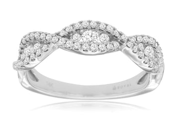 14K White Gold Segmented Diamond Band