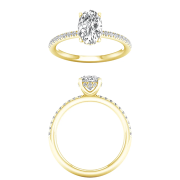 14K Yellow Gold Lab Grown 3.34ctw Oval Diamond Hidden Halo Engagement Ring