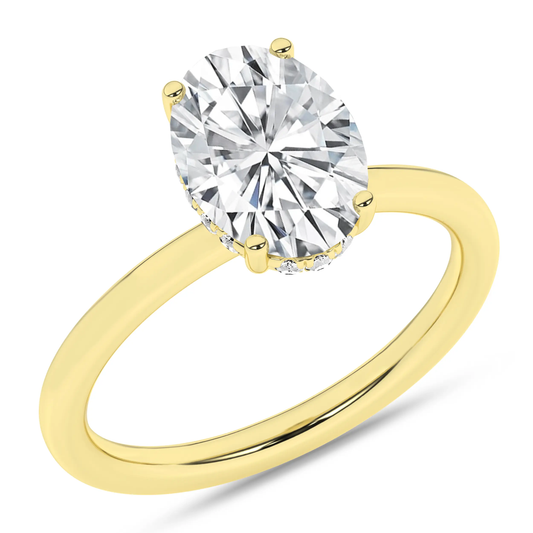 14K Yellow Gold Lab Grown 2.61ctw Oval Diamond Halo Engagement Ring