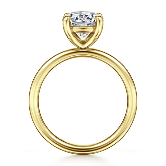 14K Yellow Gold Round Solitaire Diamond Engagement Ring