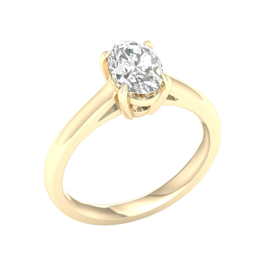 14K Yellow Gold 1.51ct Lab Grown Oval Diamond Solitaire Engagement Ring