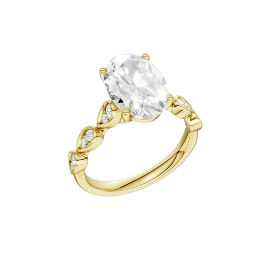 14K Yellow Gold Lab Grown 2.73ctw Oval Diamond Engagement Ring with Trellis Shank
