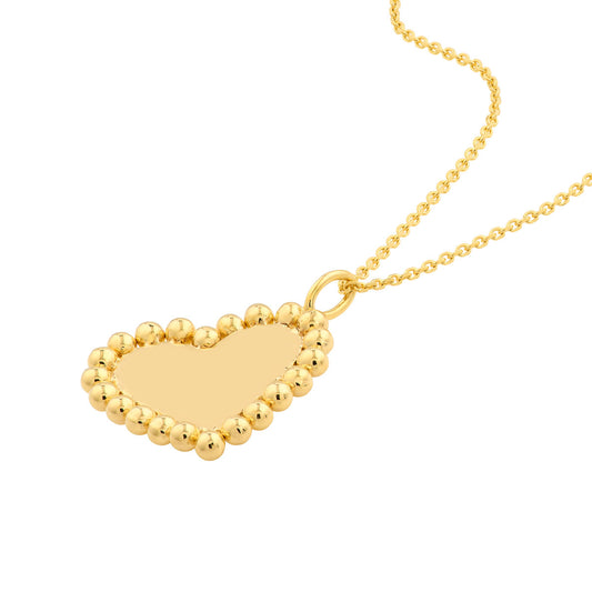 14K Yellow Gold Polished Beaded Heart Charm