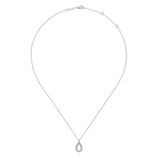 14K White Gold Diamond Teardrop Pendant Necklace