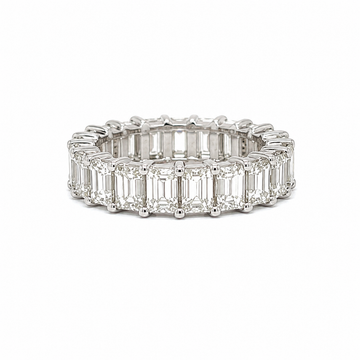 14K White Gold 4.93ctw Emerald Diamond Eternity Band
