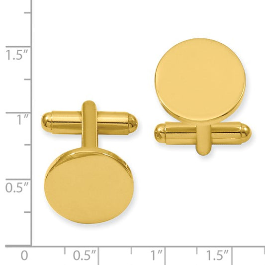 Gold-Plated Engravable Round Cuff Links