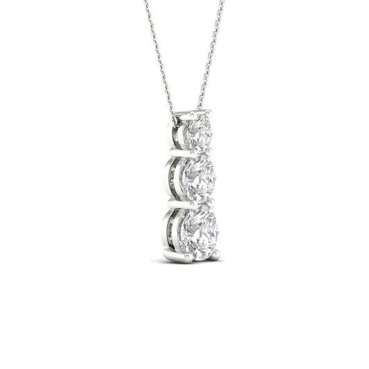 14K White Gold 1ctw Lab Grown Diamond Three Stone Necklace