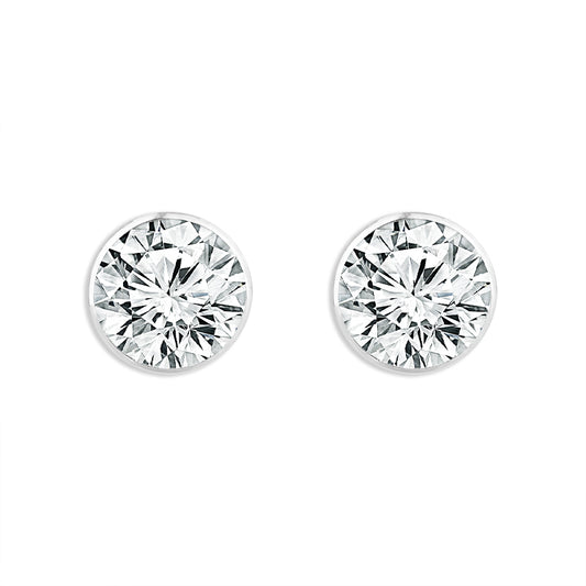 14K White Gold 1/2ctw Lab Grown Round Diamond SkySet Martini Stud Earrings