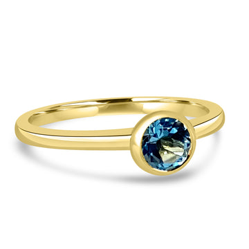 14K Yellow Gold 5MM Bezel Aquamarine Ring