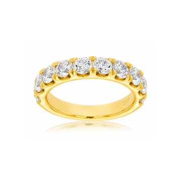 14K Yellow Gold 2.00ctw Round Diamond 10 Stone Band