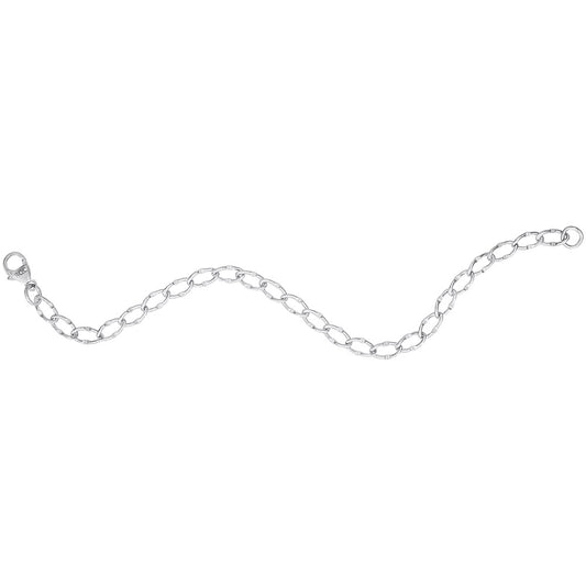 Sterling Silver Dapped Single Link Curb Bracelet 7"