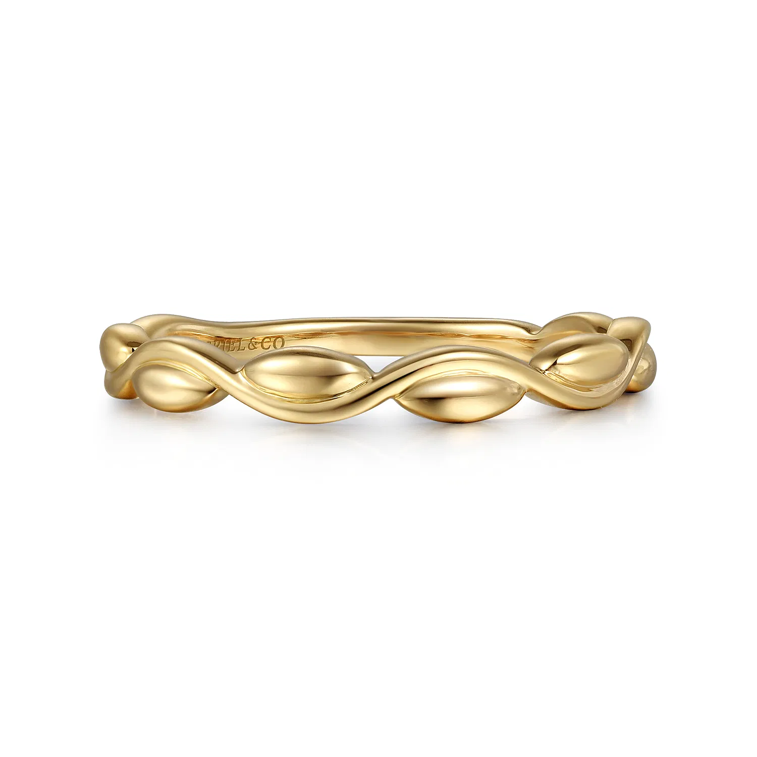 14K Yellow Gold Swirl Stackable Ladies Ring
