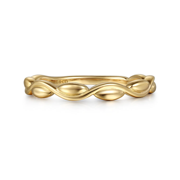 14K Yellow Gold Swirl Stackable Ladies Ring