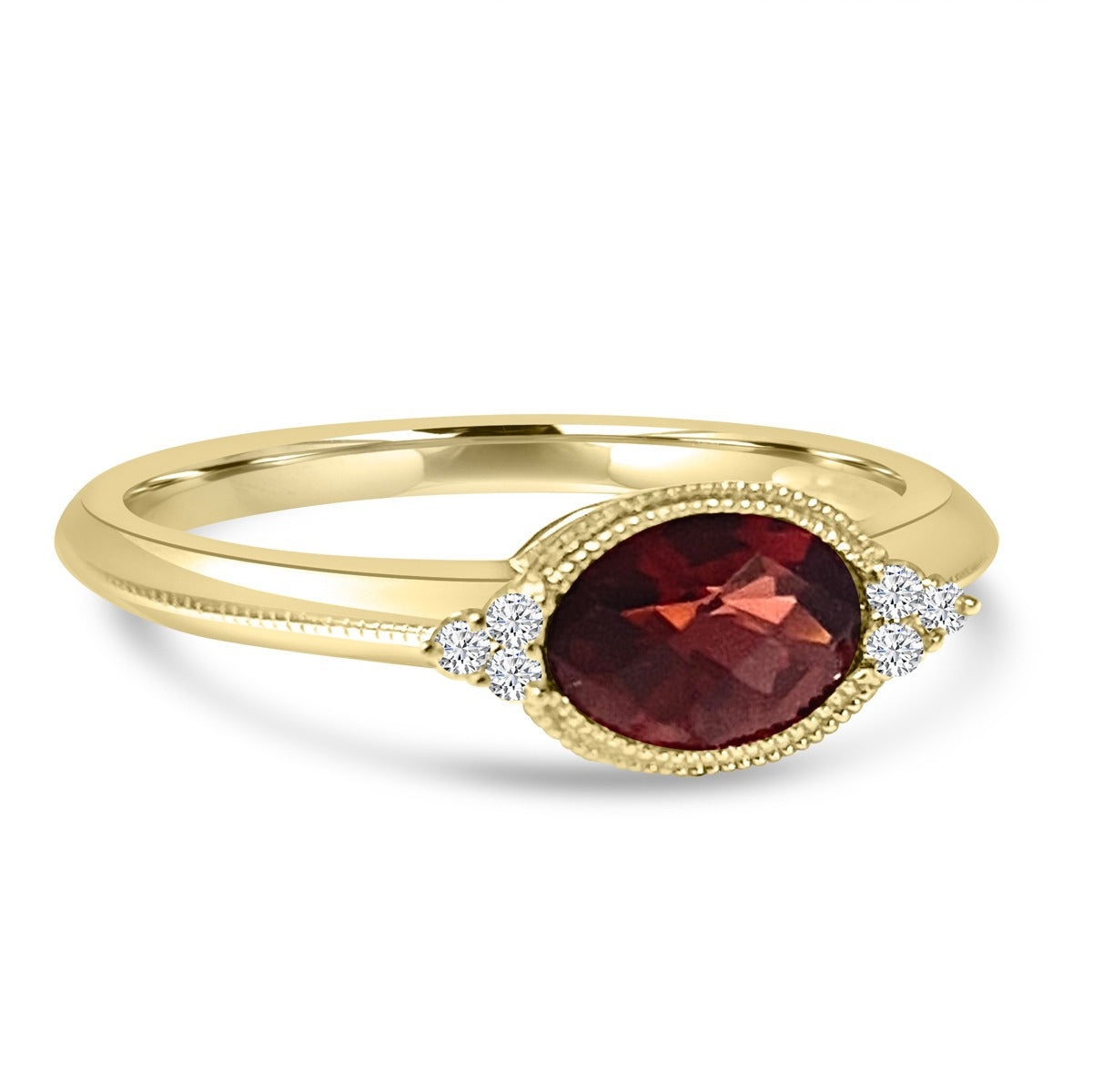 14K Yellow Gold Bezel Set Garnet Ring