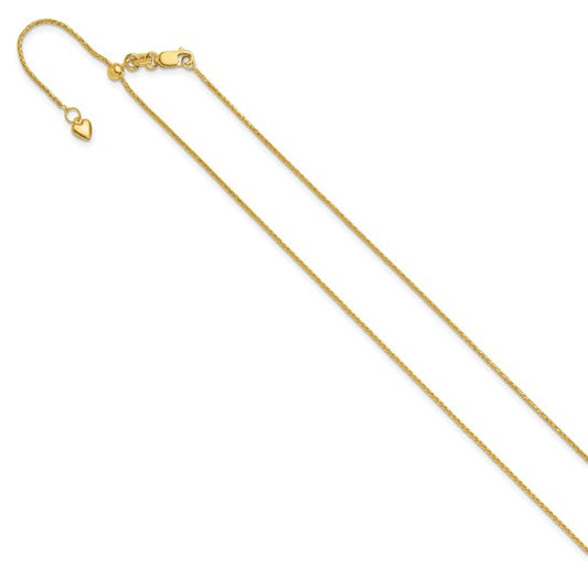 10K Yellow Gold Adjustable 1mm Wheat Chain up to 22"