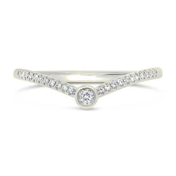 14K White Gold Diamond V Style Band