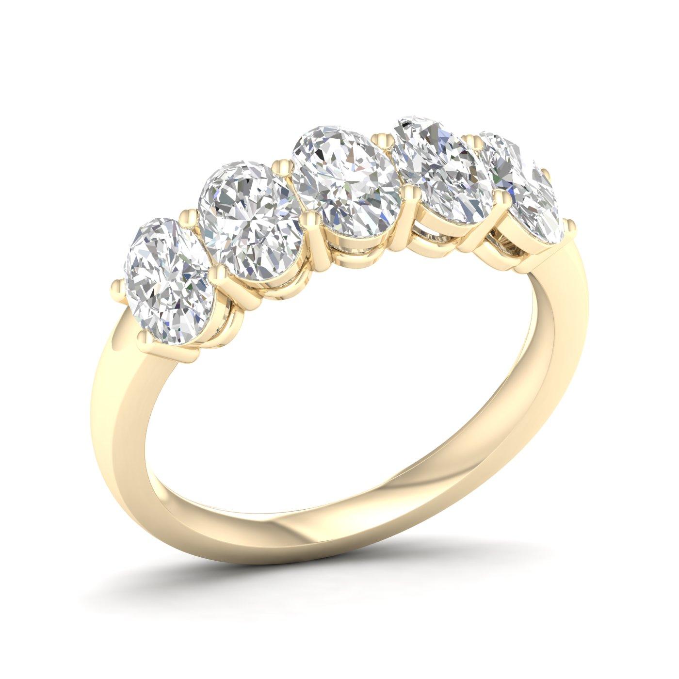 14K Yellow Gold Lab Grown 2.0CTW Oval Diamond 5 Stone Band