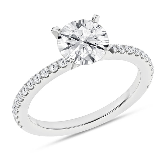 14K White Gold Lab Grown 1.83ctw Round Diamond Engagement Ring