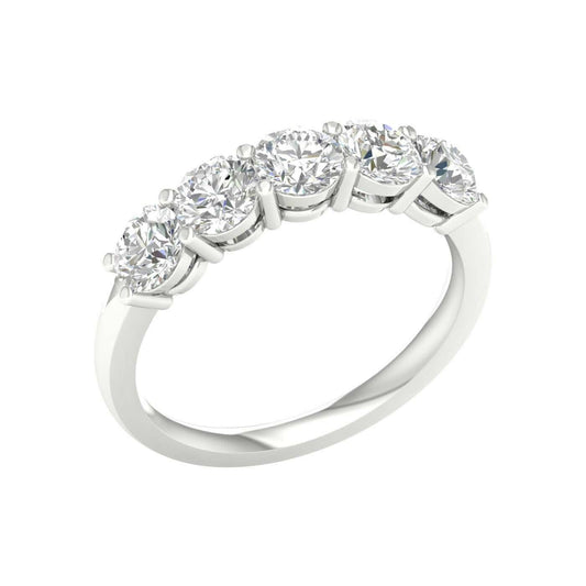 14K White Gold Lab Grown 5 Stone Diamond Band