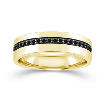 10K Yellow Gold Polished Band with Black Diamonds