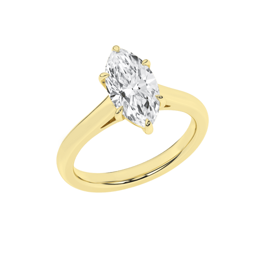 14K Yellow Gold Lab Grown 1.99CT Marquise Solitaire Engagement Ring