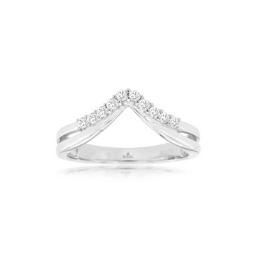 14K White Gold Pave Double Shank Chevron Band