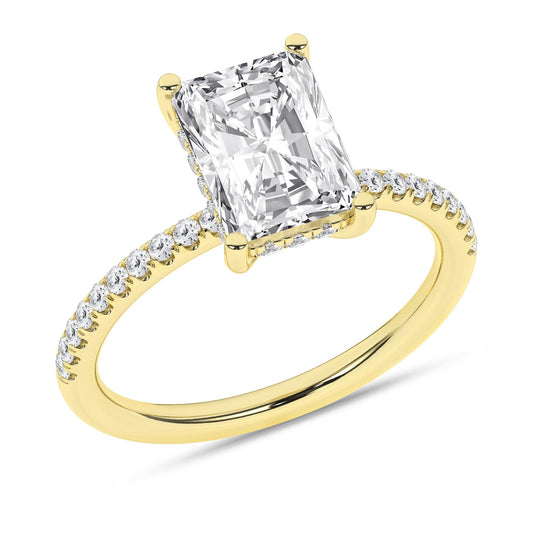 14K Yellow Gold Lab Grown 2.82ctw Radiant Diamond Engagement Ring