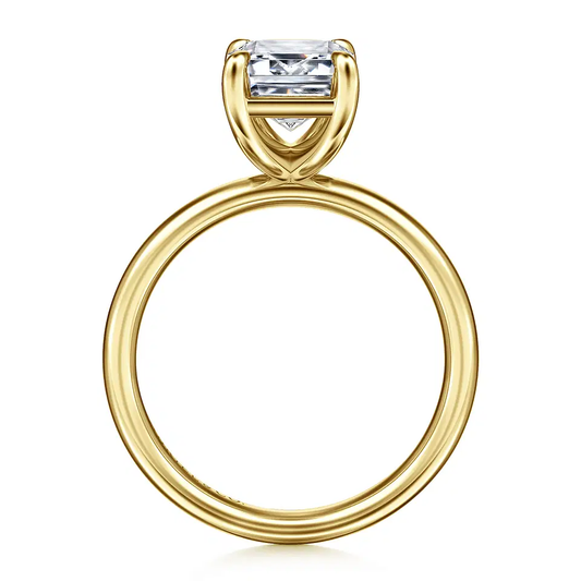 14K Yellow Gold Emerald Cut Solitaire Diamond Engagement Ring