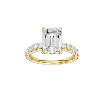 14K Yellow Gold Lab Grown 3.60ctw Emerald Diamond Engagement Ring