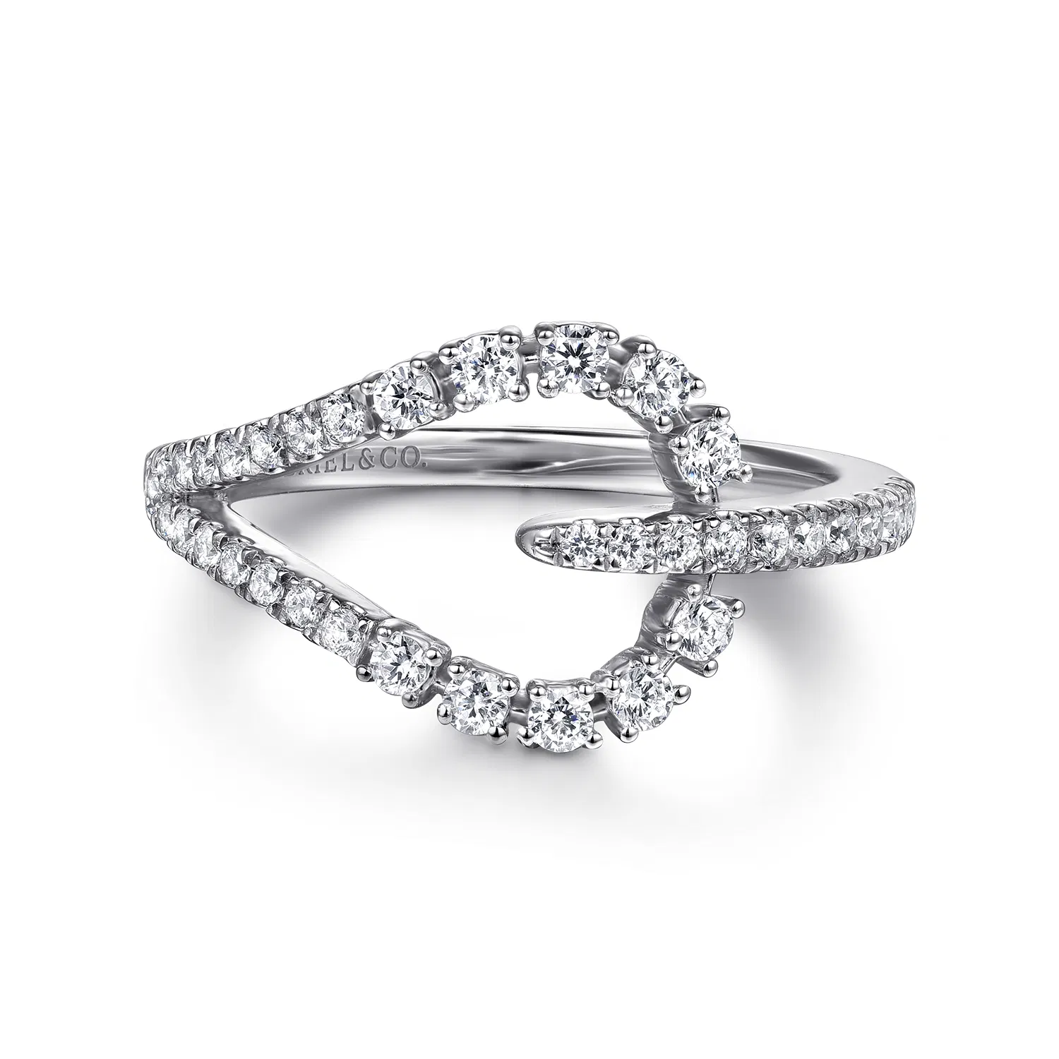 14K White Gold Diamond Teardrop Link Ring