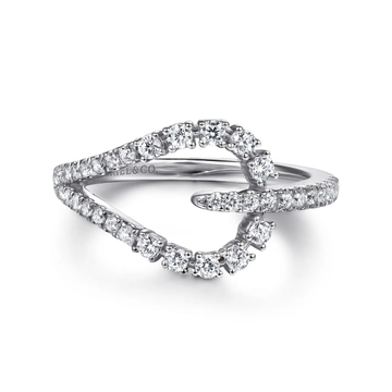 14K White Gold Diamond Teardrop Link Ring