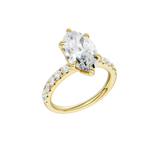 14K Yellow Gold Lab Grown 3.58ctw Marquise Diamond Engagement Ring
