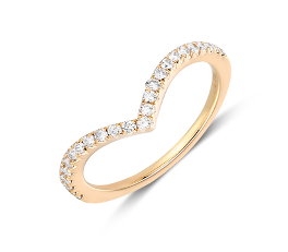 14K Yellow Gold Pave Diamond Chevron Style Band