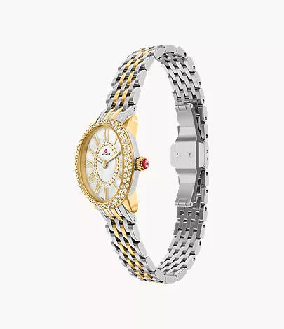 Michelle Serein Oval Diamond Two-Tone 18K Gold-Plated Watch