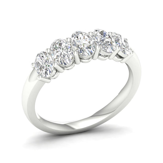 14K White Gold Lab Grown 1.50CTW Oval Diamond 5 Stone Band