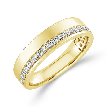 10K Yellow Gold Polished Band with Pave Diamonds