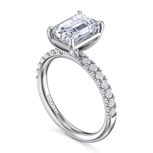 14K White Gold Emerald Cut Diamond Engagement Ring