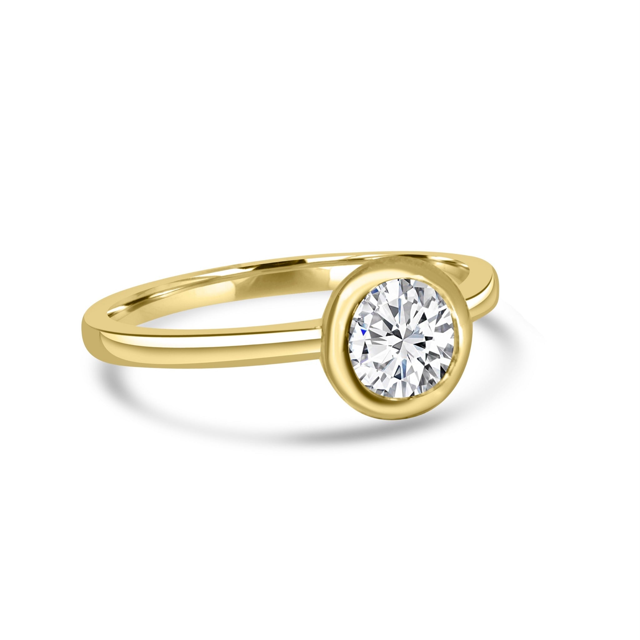 14K Yellow Gold Bezel White Topaz Ring