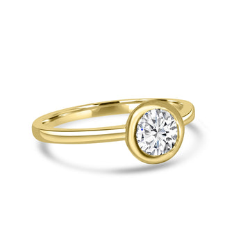 14K Yellow Gold Bezel White Topaz Ring