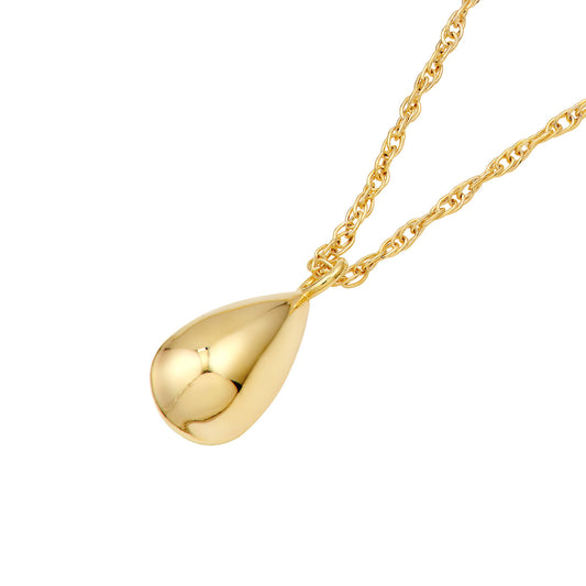 14K Puffy Teardrop Pendant Necklace