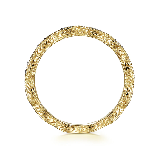 14K Yellow Gold Diamond Marquise Stackable Ring