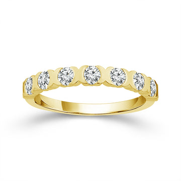 14K Yellow Gold 5/8CTW Half Bezel Diamond Stackable Band