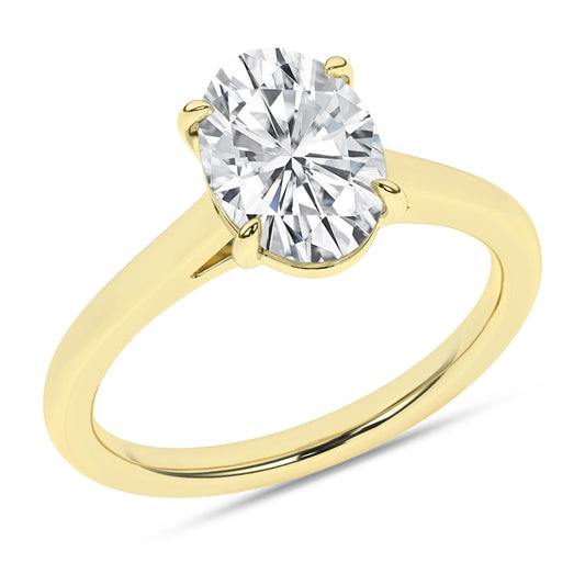 14K Yellow Gold Lab Grown Oval Solitaire Diamond Engagement Ring