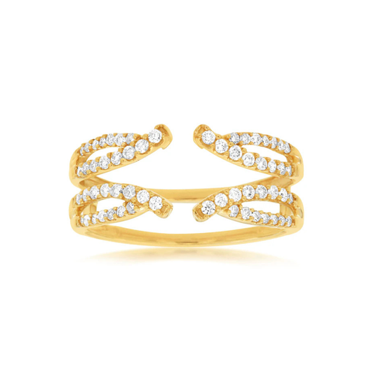 14K Yellow Gold Diamond Ring Guard