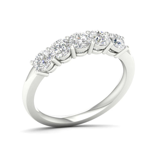 14K White Gold Lab Grown 1ctw Diamond 5-Stone Band