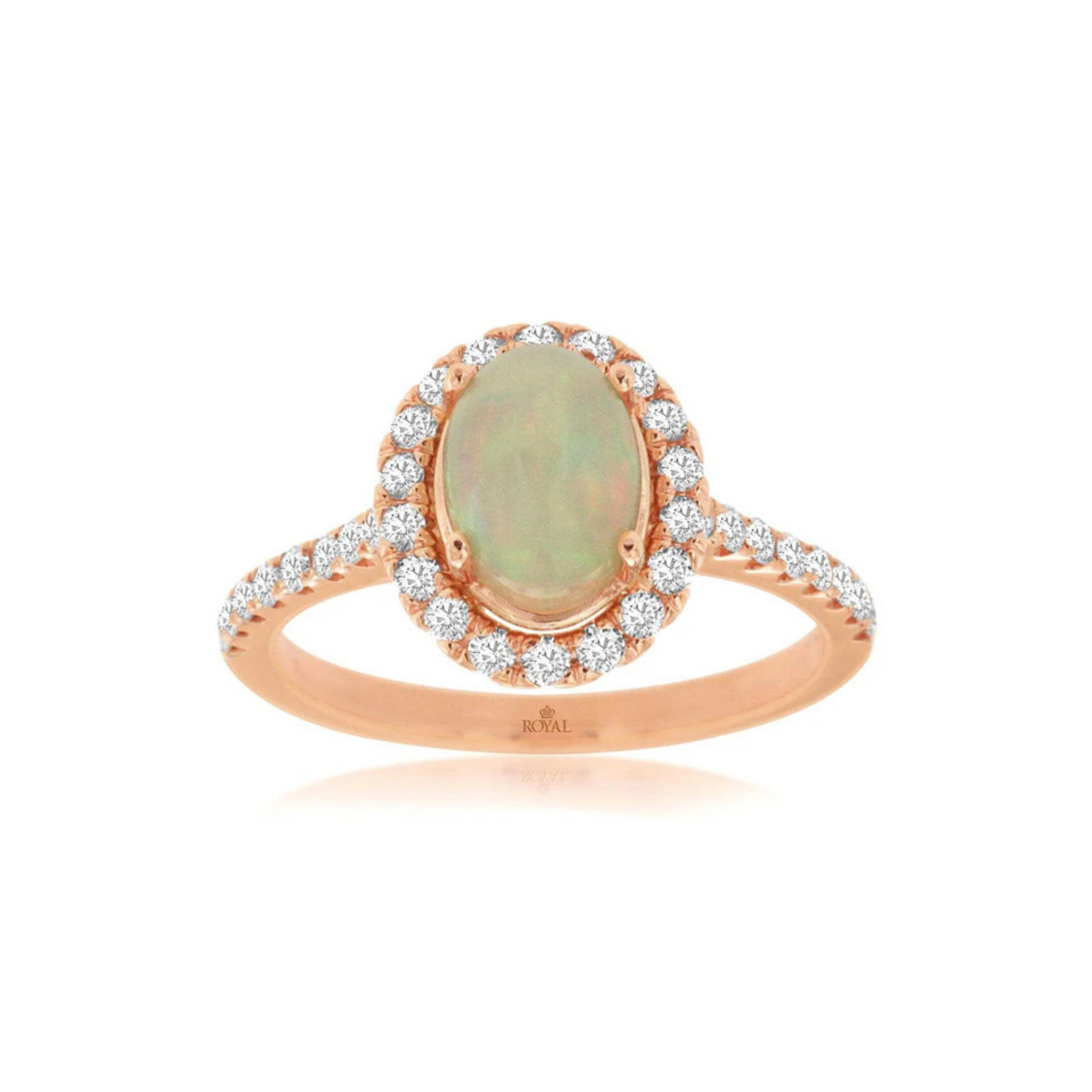 14K Rose Gold Opal and Diamond Ring