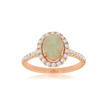 14K Rose Gold Opal and Diamond Ring