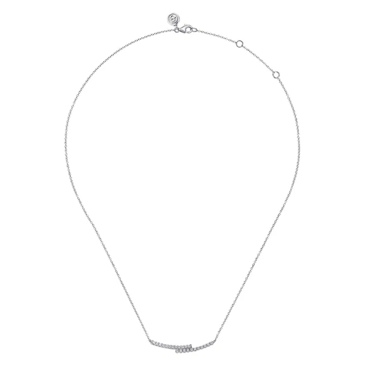 14K White Gold Diamond Bypass Bar Necklace